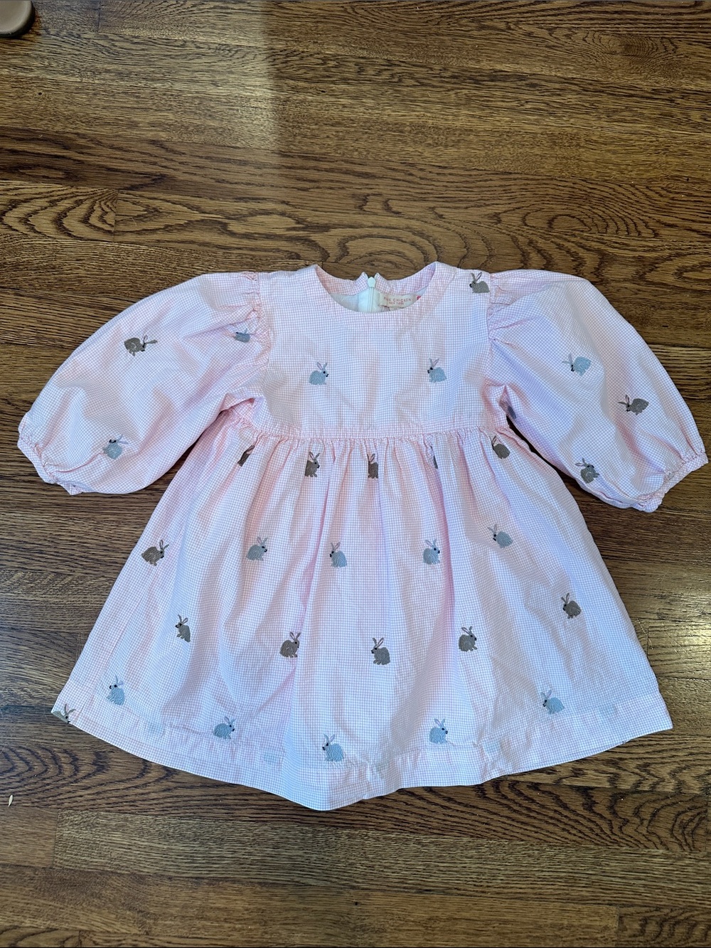 Pink Chicken Embroidered Bunny Dress